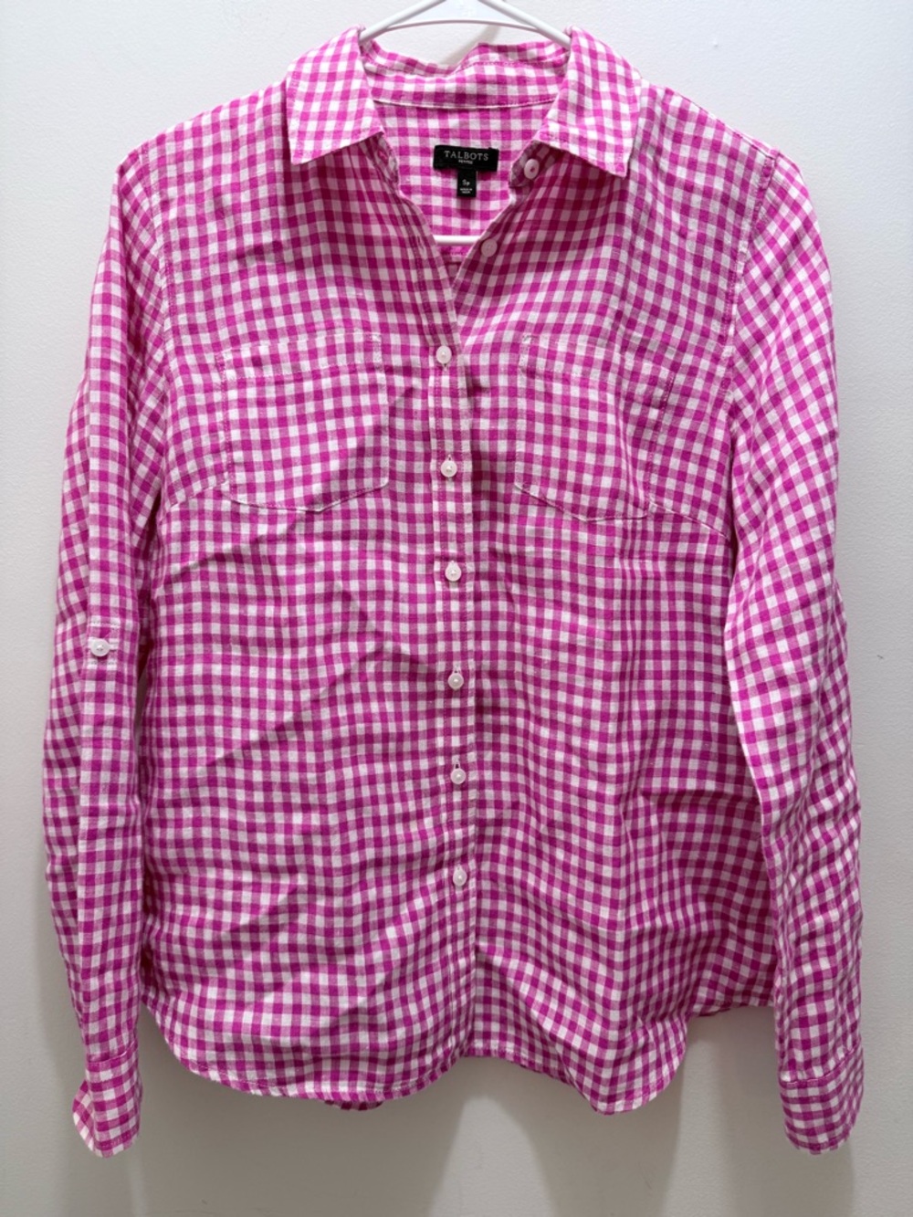 Talbots Pink and White Gingham Button-Down Shirt